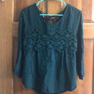 Bluish Green Long Sleeve with Lace Detail